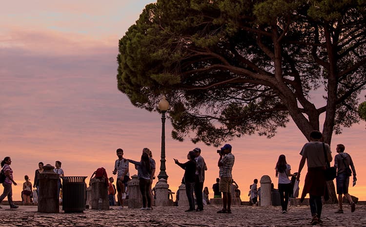 tourists sunset Portugal