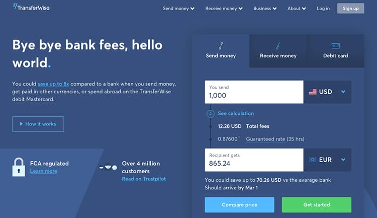 Transferwise sample Portugal