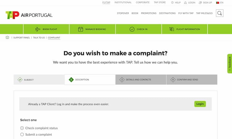 Complain Tap Portugal