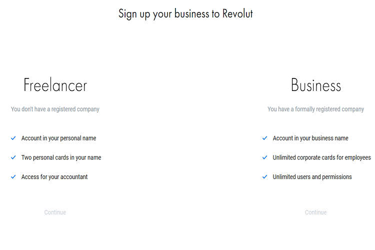 Sign up on Revolut Business